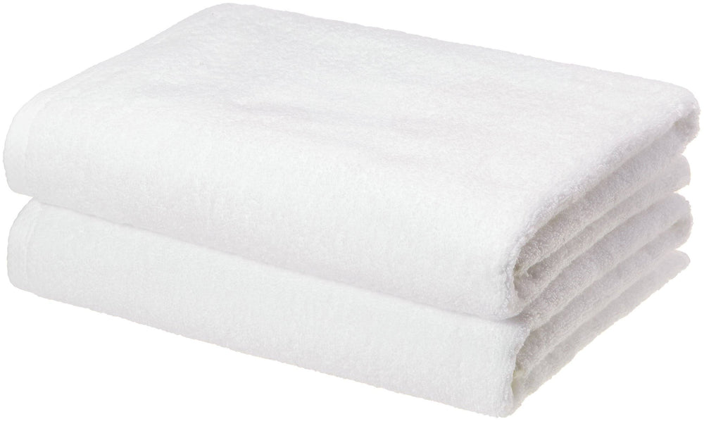 Amazon Basics - 2 Piece Quick-Dry Oversize Bath Towel, 100% Cotton, White, 54" x 30"