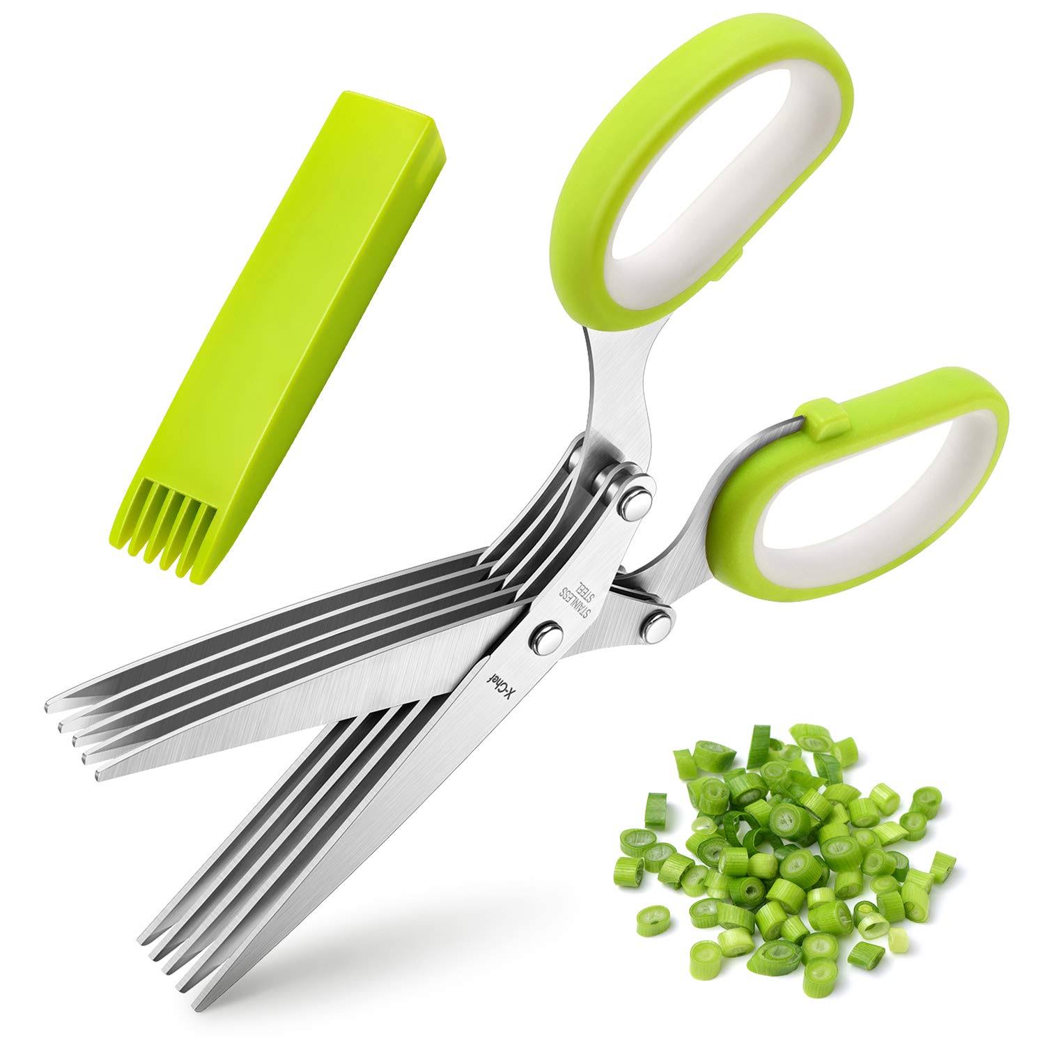 Herb Scissors, X-Chef Multipurpose Kitchen Scissors 5 Blades Stainless
