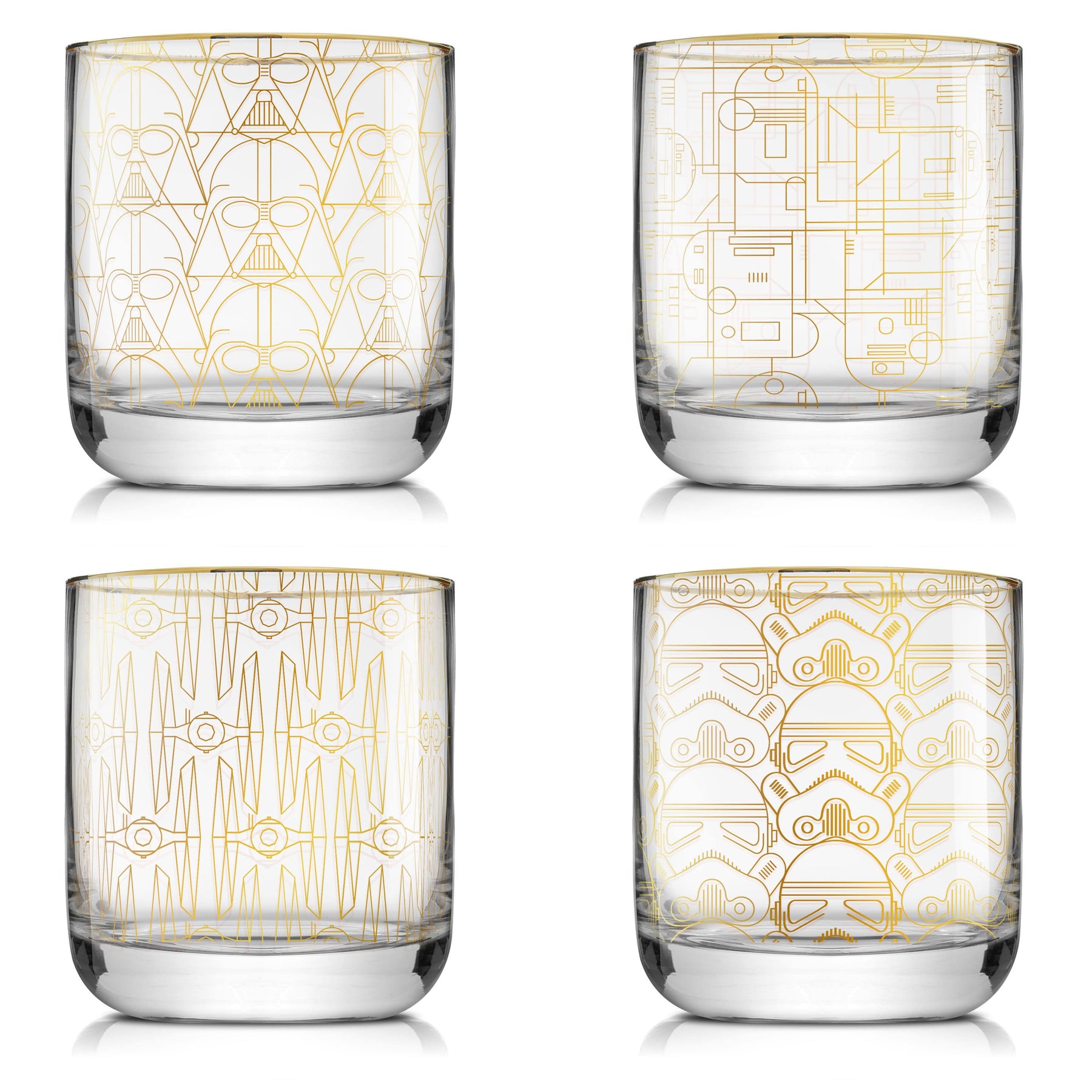 JoyJolt Star Wars Deco Double Old Fashion Drinking Glass - 10 oz - Set of 4