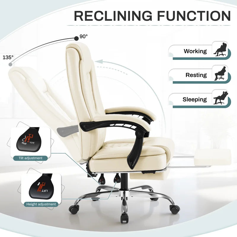 Homall Home Office Chair Adjustable Executive Leather Chair with Arms Ergonomic High Back Cushion Lumbar Back Support Computer Desk Chair, Black