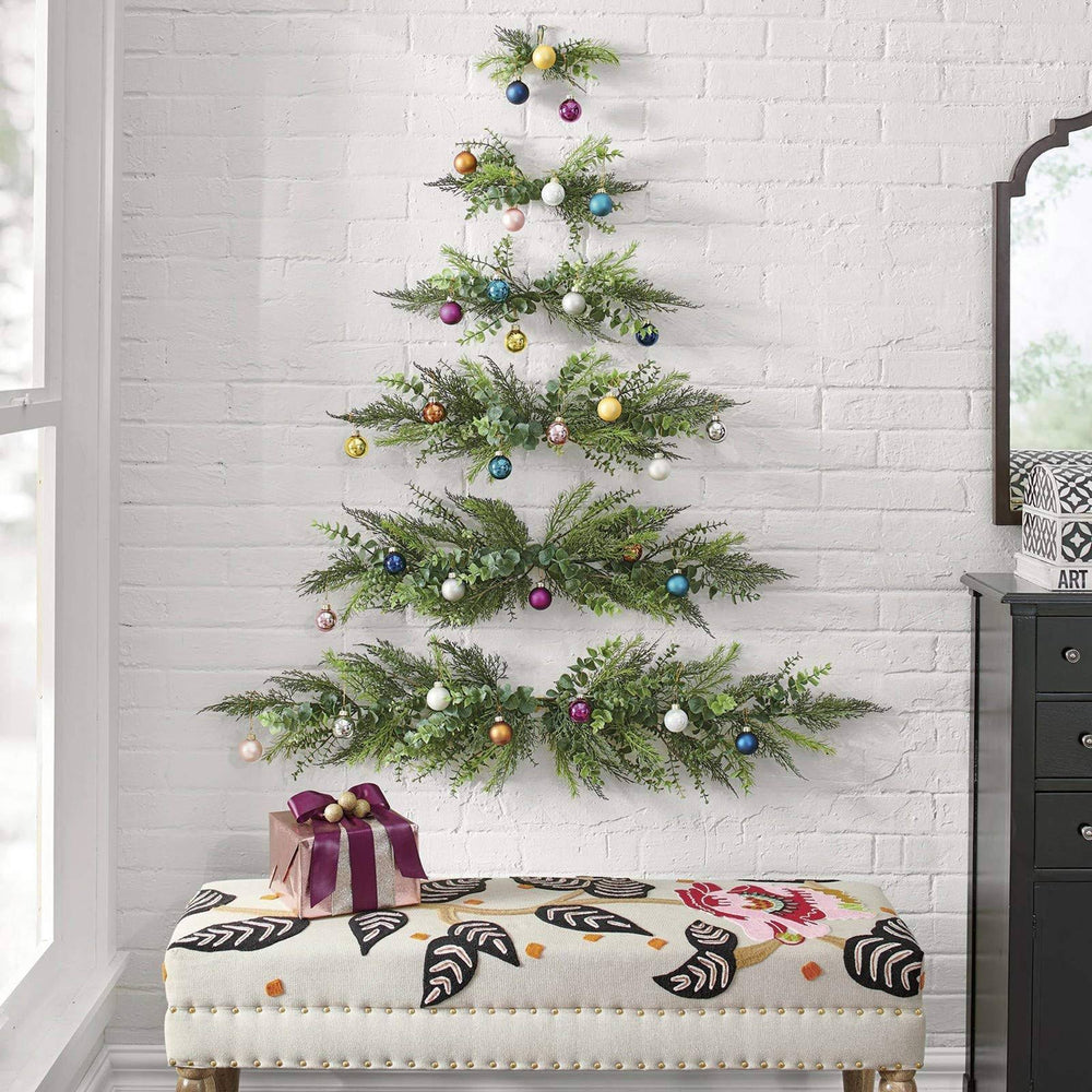 Christmas Tree Wall Decoration, Mini Christmas Tree Wall Hanging, Wall Hanging Christmas Tree with Bells,Wall Christmas Tree Hanging Decorations for