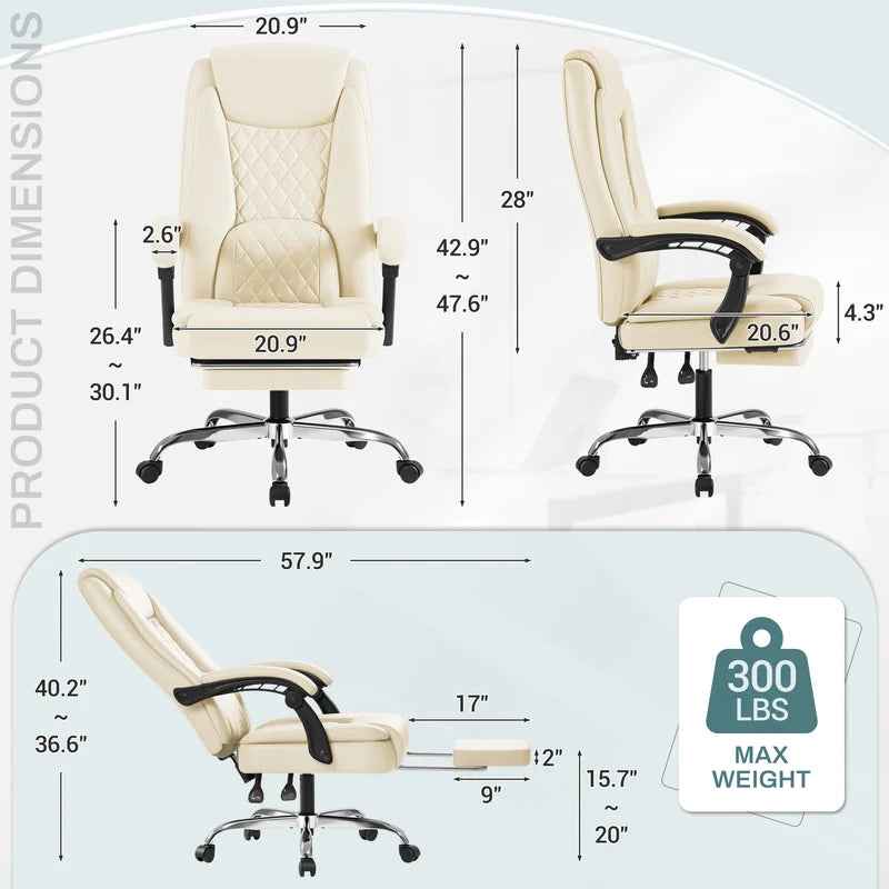 Homall Home Office Chair Adjustable Executive Leather Chair with Arms Ergonomic High Back Cushion Lumbar Back Support Computer Desk Chair, Black