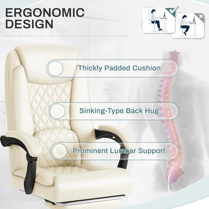 Homall Home Office Chair Adjustable Executive Leather Chair with Arms Ergonomic High Back Cushion Lumbar Back Support Computer Desk Chair, Black
