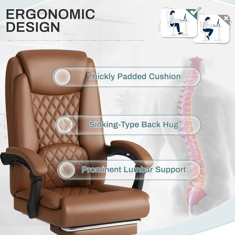Homall Home Office Chair Adjustable Executive Leather Chair with Arms Ergonomic High Back Cushion Lumbar Back Support Computer Desk Chair, Black