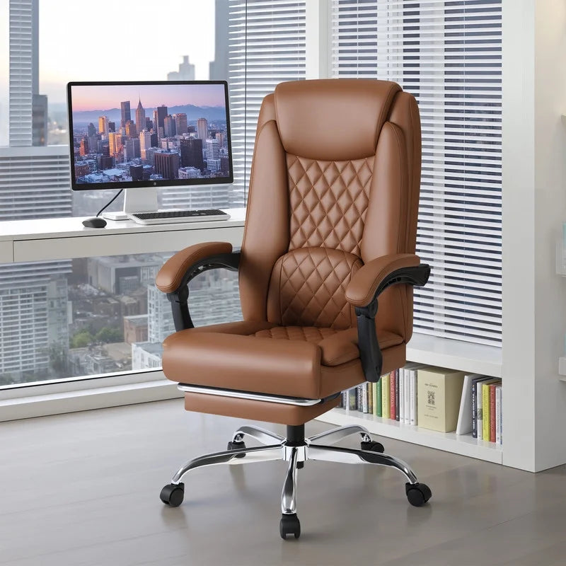 Homall Home Office Chair Adjustable Executive Leather Chair with Arms Ergonomic High Back Cushion Lumbar Back Support Computer Desk Chair, Black