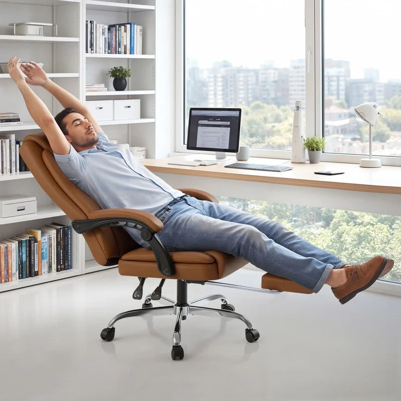 Homall Home Office Chair Adjustable Executive Leather Chair with Arms Ergonomic High Back Cushion Lumbar Back Support Computer Desk Chair, Black