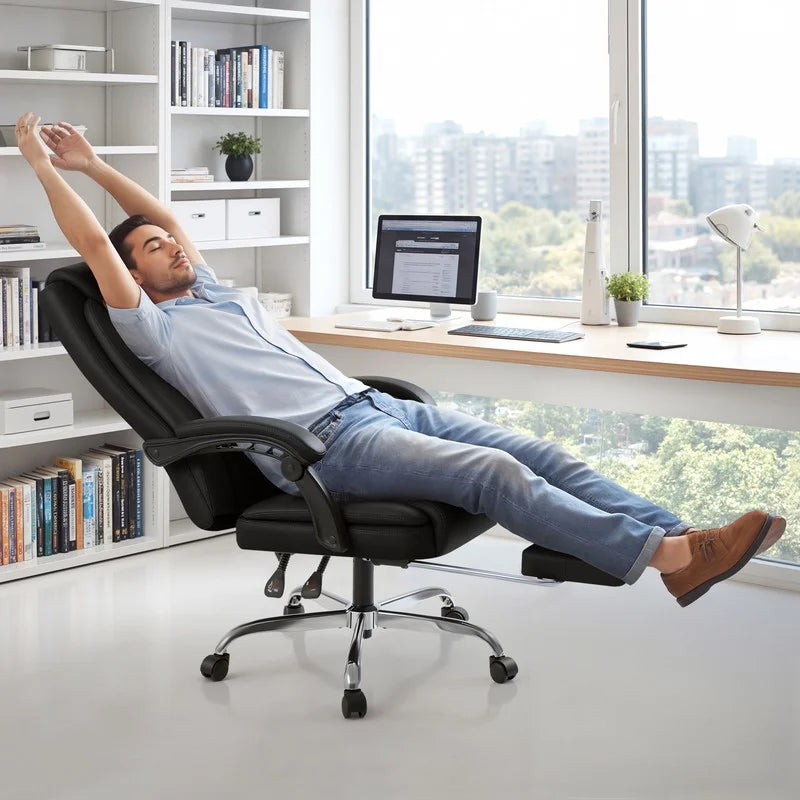 Homall Home Office Chair Adjustable Executive Leather Chair with Arms Ergonomic High Back Cushion Lumbar Back Support Computer Desk Chair, Black