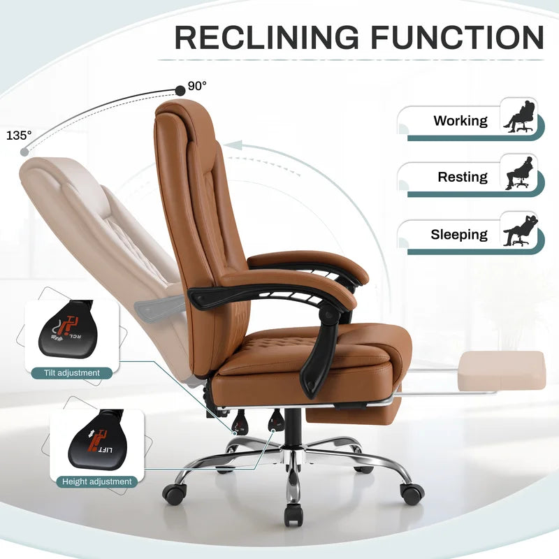 Homall Home Office Chair Adjustable Executive Leather Chair with Arms Ergonomic High Back Cushion Lumbar Back Support Computer Desk Chair, Black