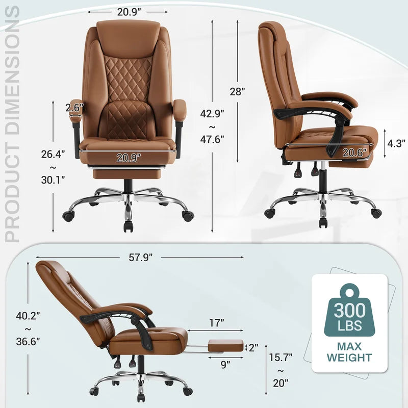Homall Home Office Chair Adjustable Executive Leather Chair with Arms Ergonomic High Back Cushion Lumbar Back Support Computer Desk Chair, Black