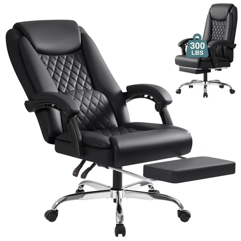 Homall Home Office Chair Adjustable Executive Leather Chair with Arms Ergonomic High Back Cushion Lumbar Back Support Computer Desk Chair, Black