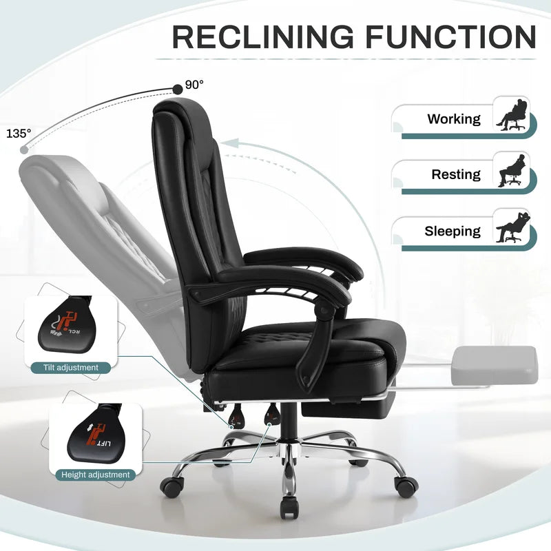 Homall Home Office Chair Adjustable Executive Leather Chair with Arms Ergonomic High Back Cushion Lumbar Back Support Computer Desk Chair, Black