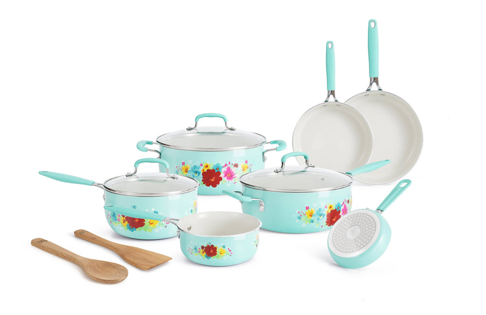 The Pioneer Woman Classic Ceramic Breezy Blossom Cookware Set, 12 Piece Set, Size: 12pc, Multicolor
